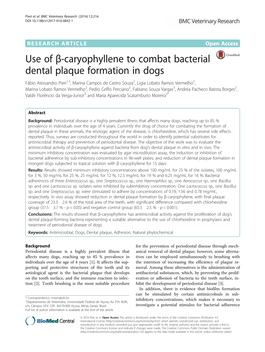 Use of Β-Caryophyllene to Combat Bacterial Dental Plaque Formation In