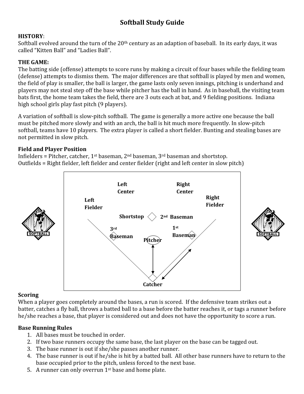 Softball Study Guide