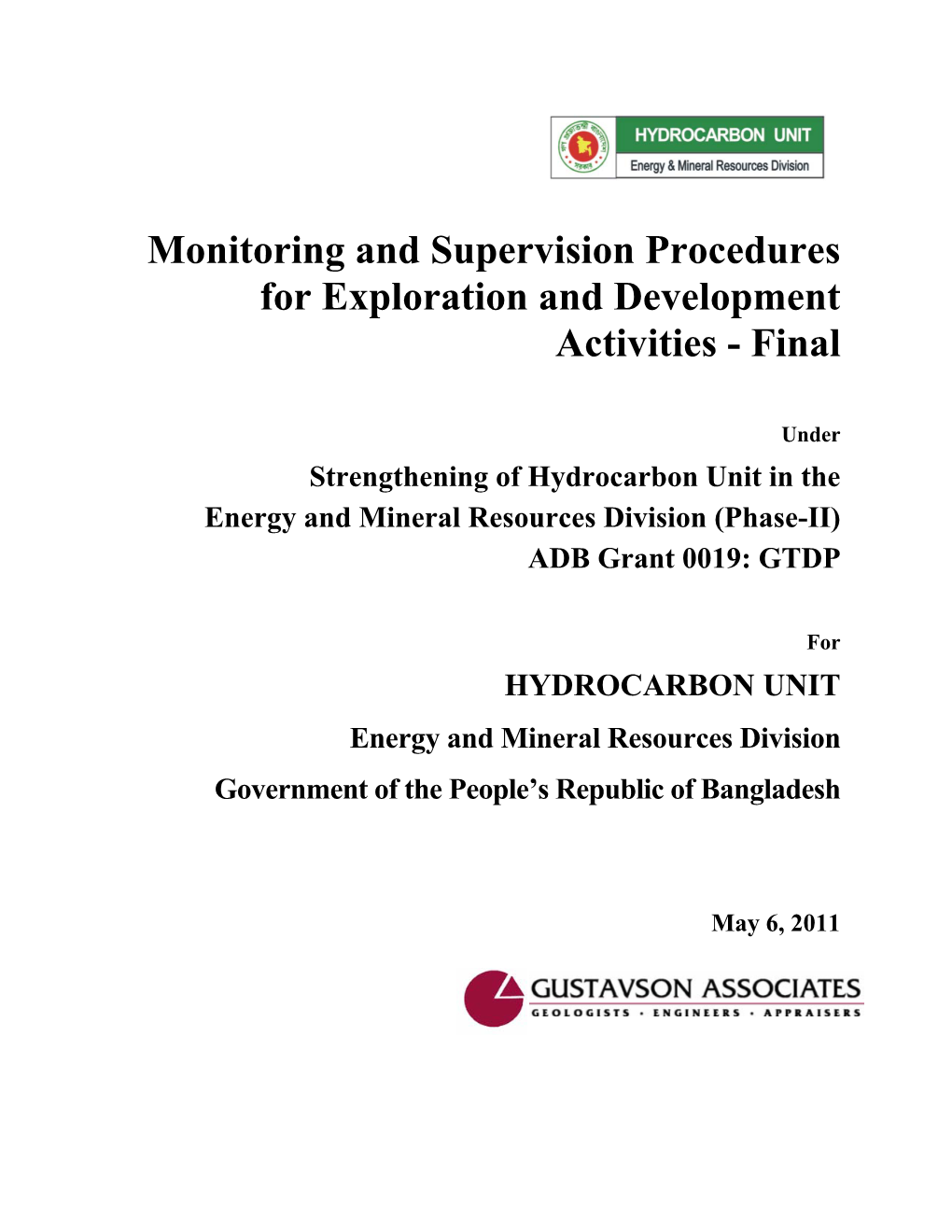 Monitoring and Supervision Procedures for Exploration and Development Activities - Final