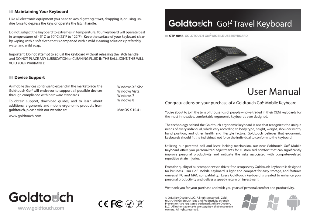 Goldtouch Go2 Travel Keyboard User Manual