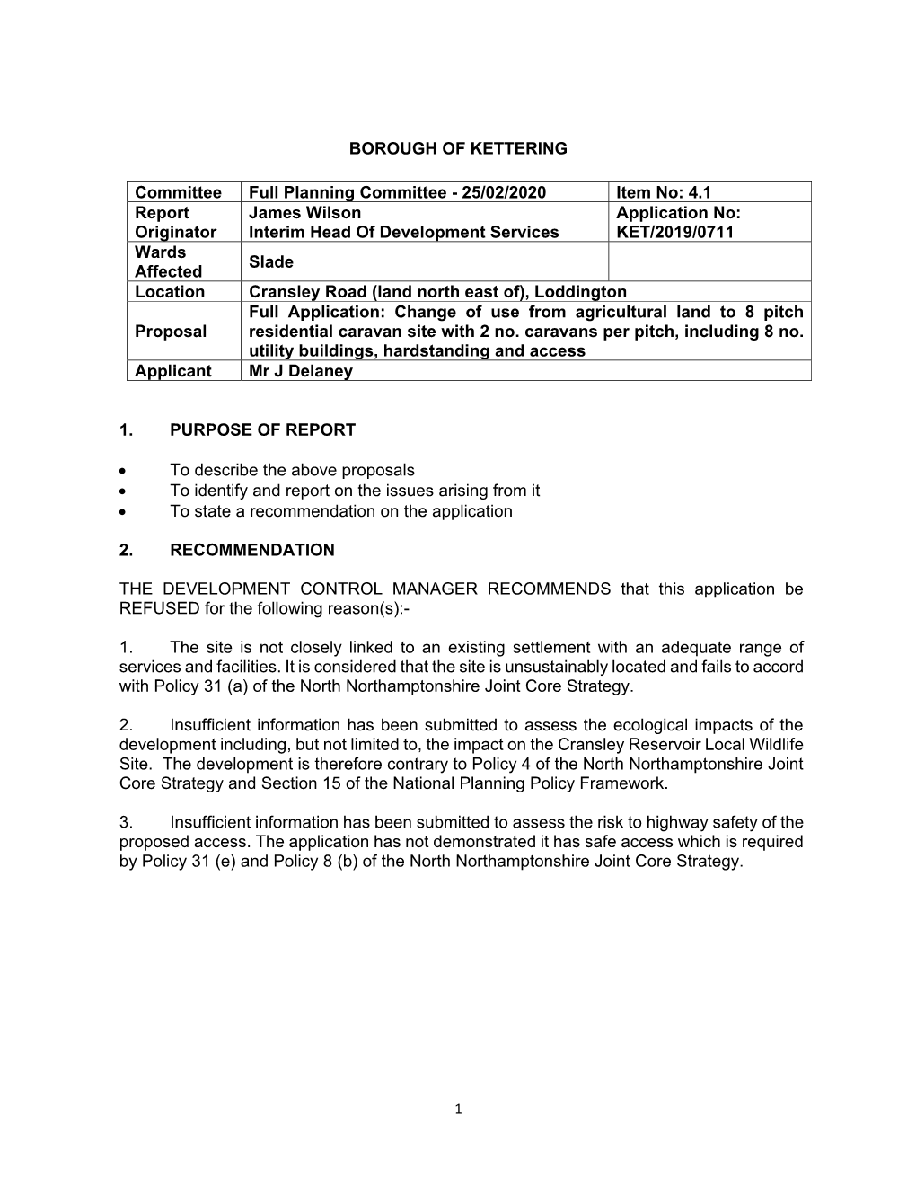 25/02/2020 Item No: 4.1 Report Originator James Wilson Interim Head Of