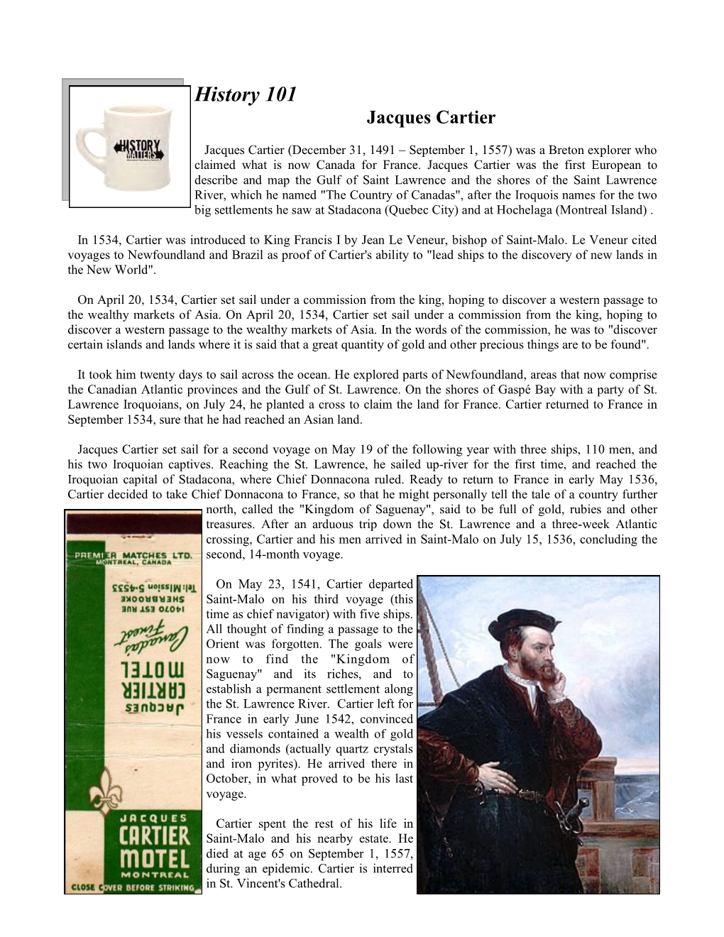 History 101 Jacques Cartier