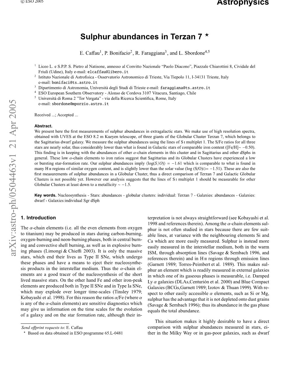 Sulphur Abundances in Terzan 7