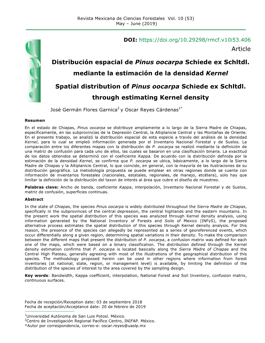 Article Distribución Espacial De Pinus Oocarpa Schiede Ex Schltdl