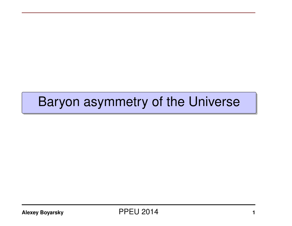 Baryon Asymmetry of the Universe