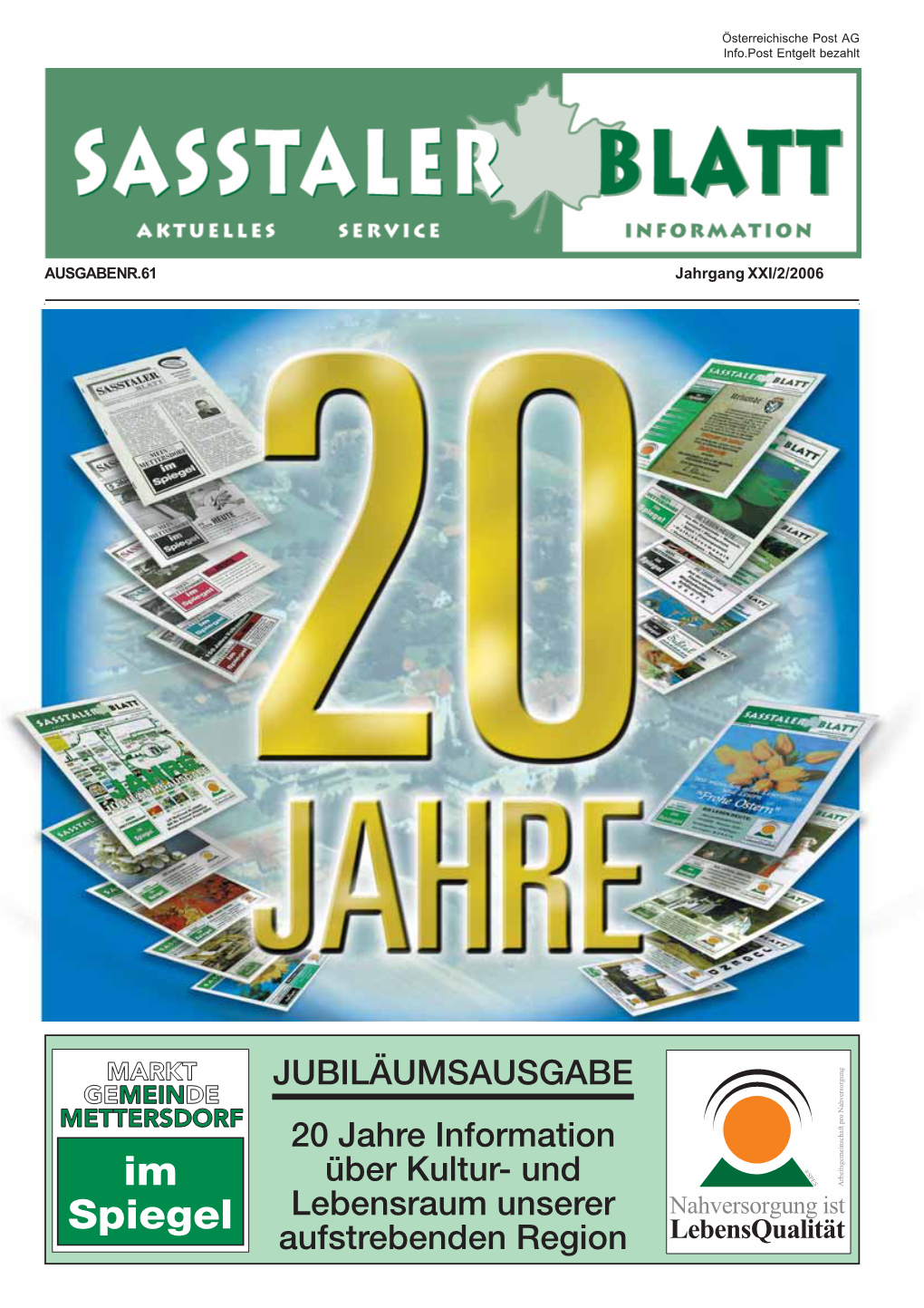 JUBILÄUMSAUSGABE 20 Jahre Information Über Kultur- Und Lebensraum Unserer Aufstrebenden Region 2 3