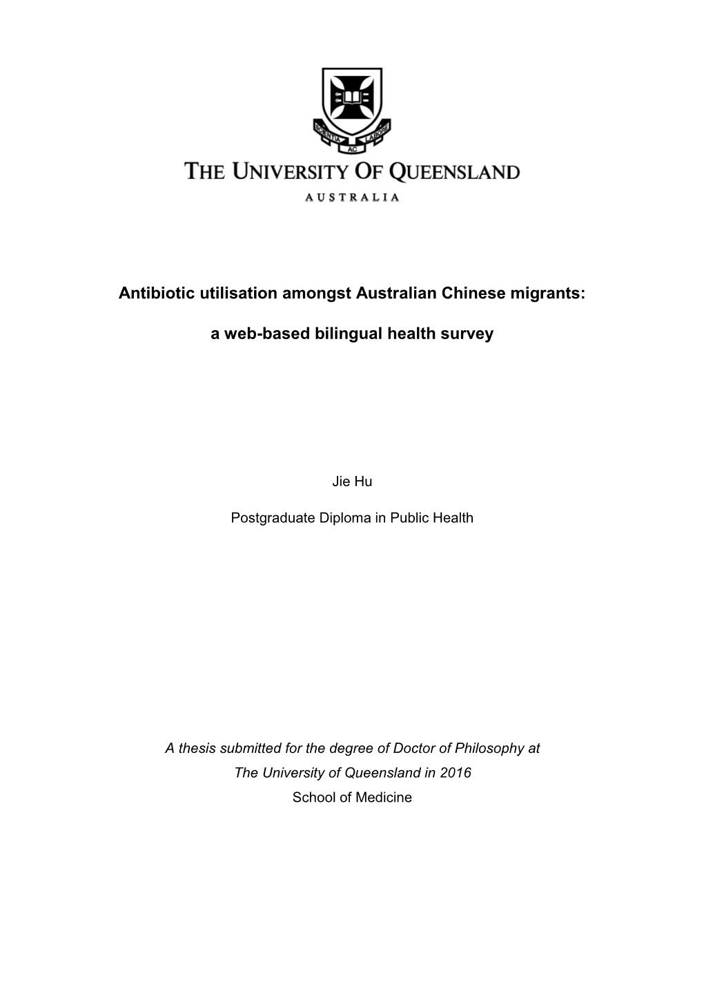 Antibiotic Utilisation Amongst Australian Chinese Migrants