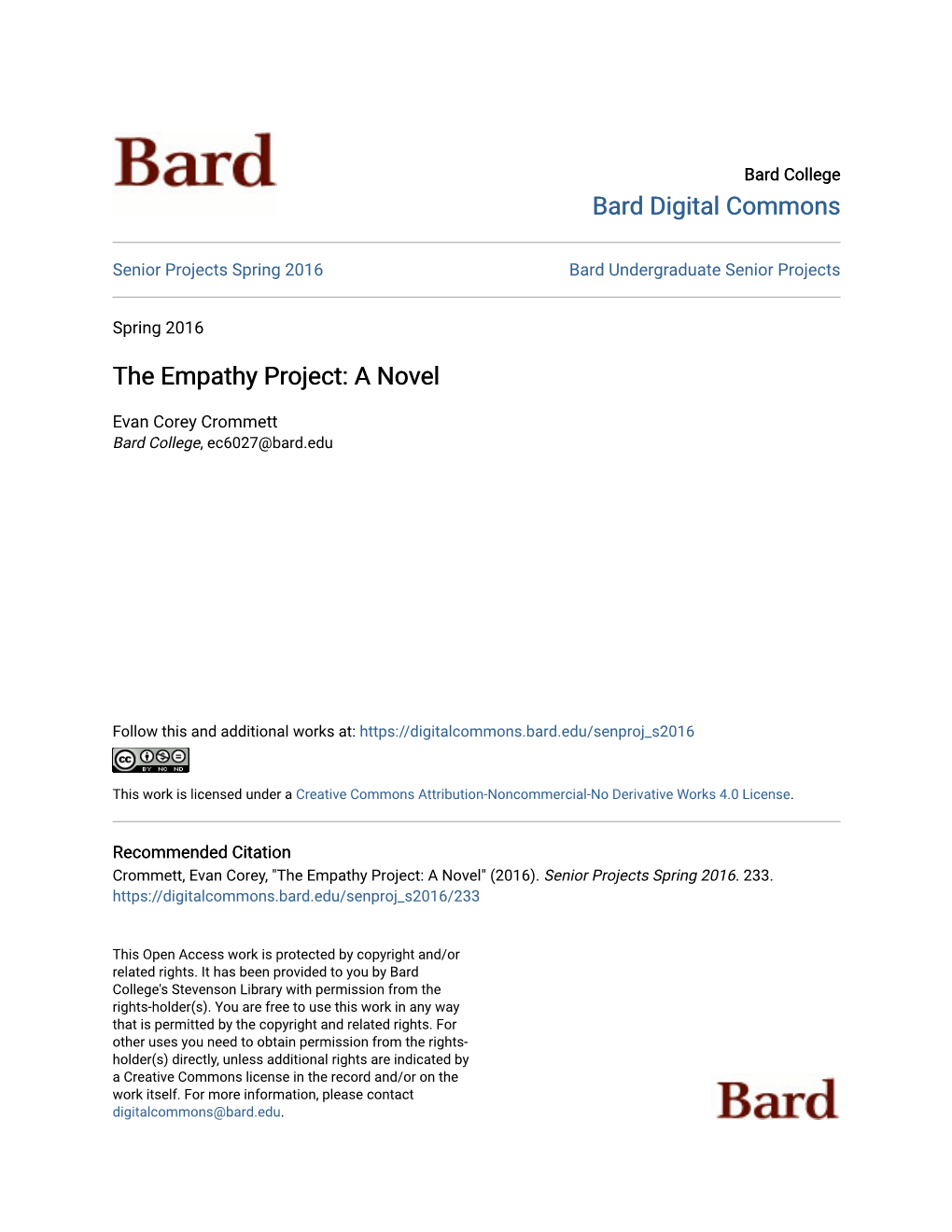 The Empathy Project: a Novel