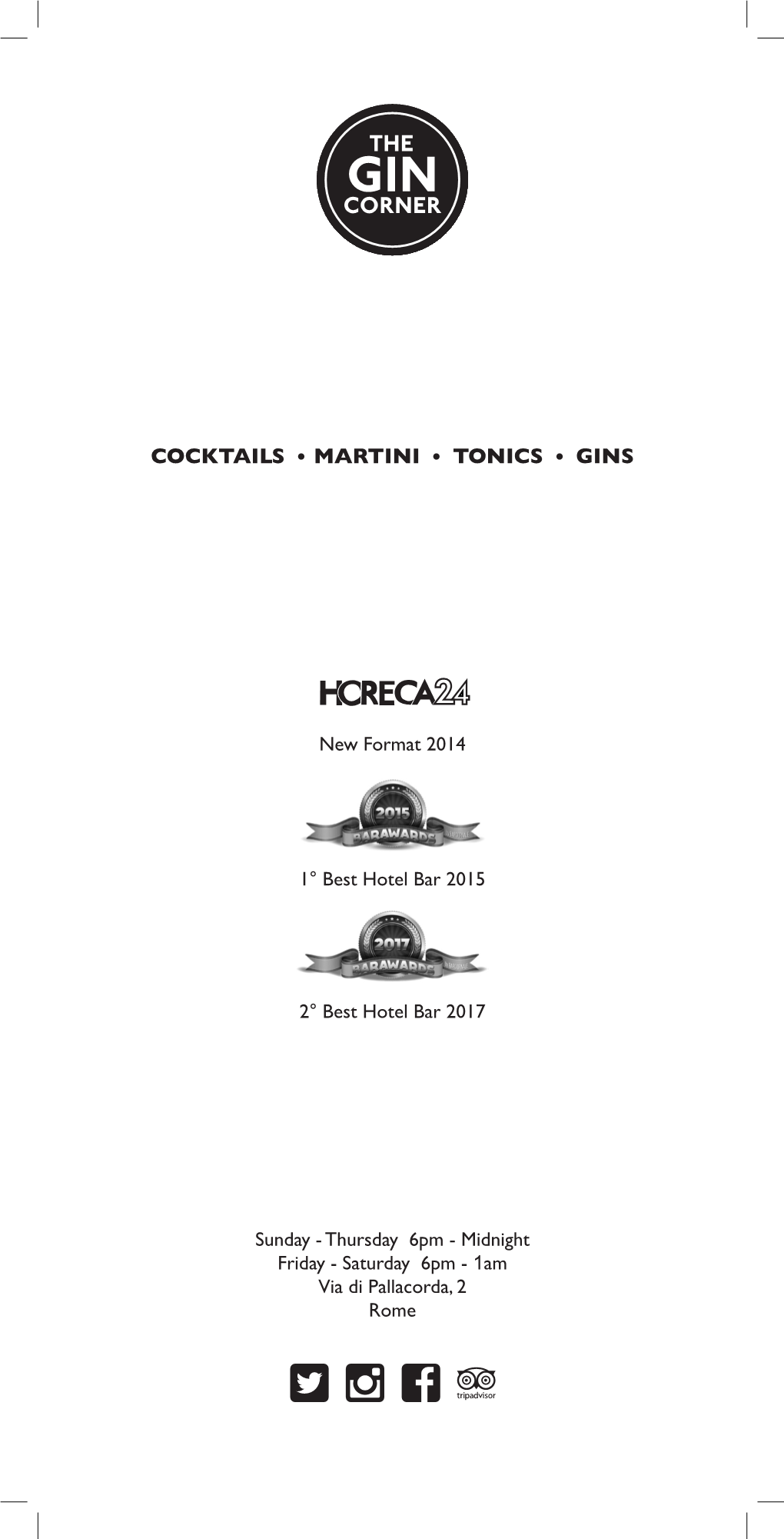 Cocktails Martini Tonics Gins