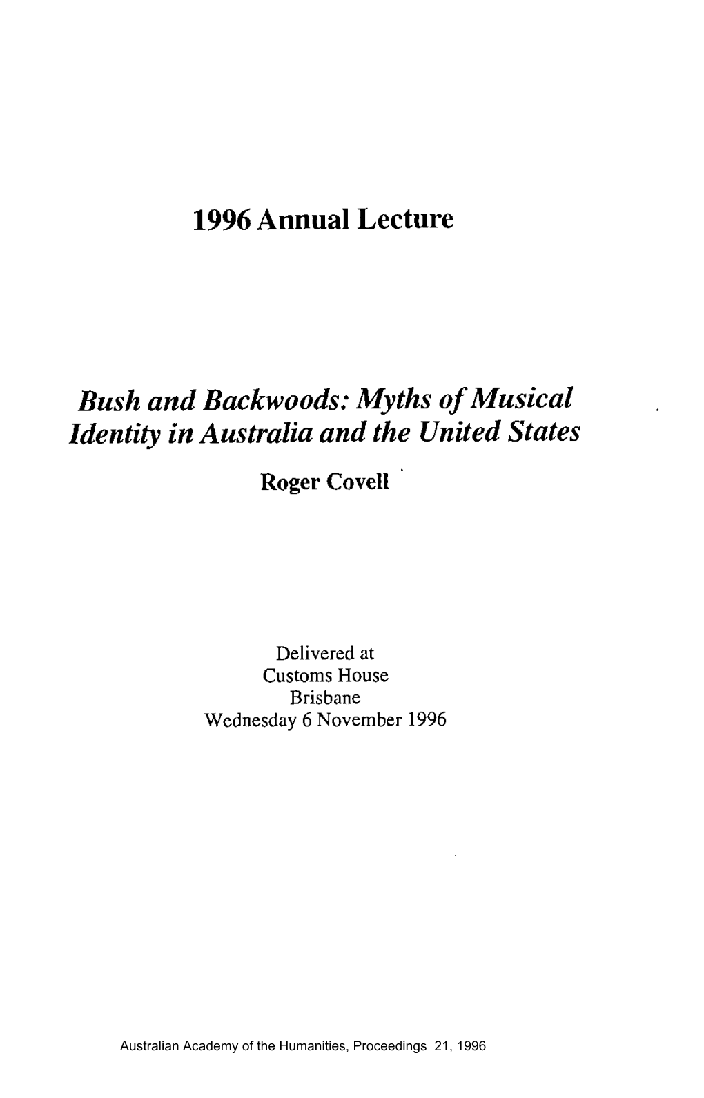 1996 Annual Lecture