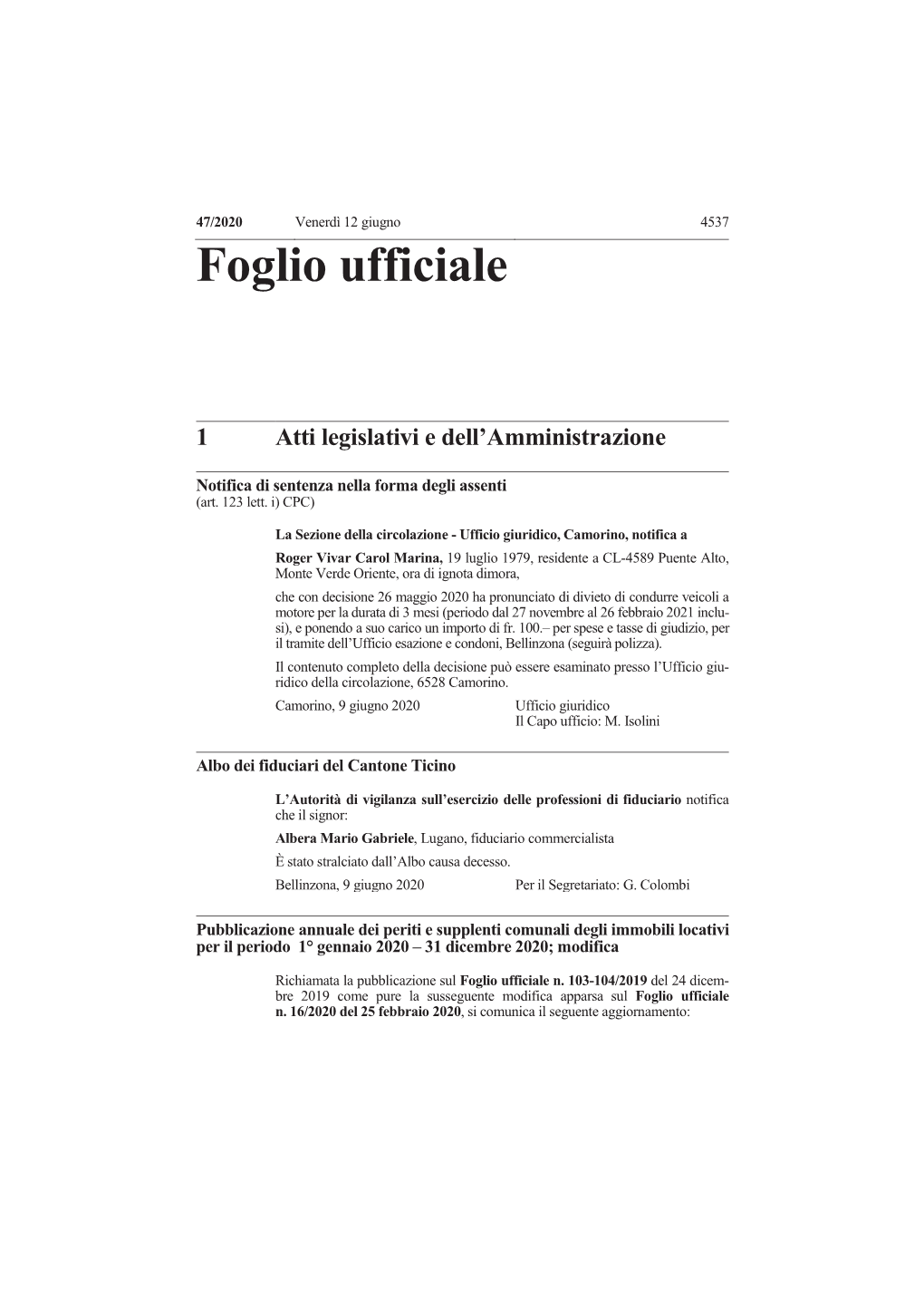 Foglio Ufficiale