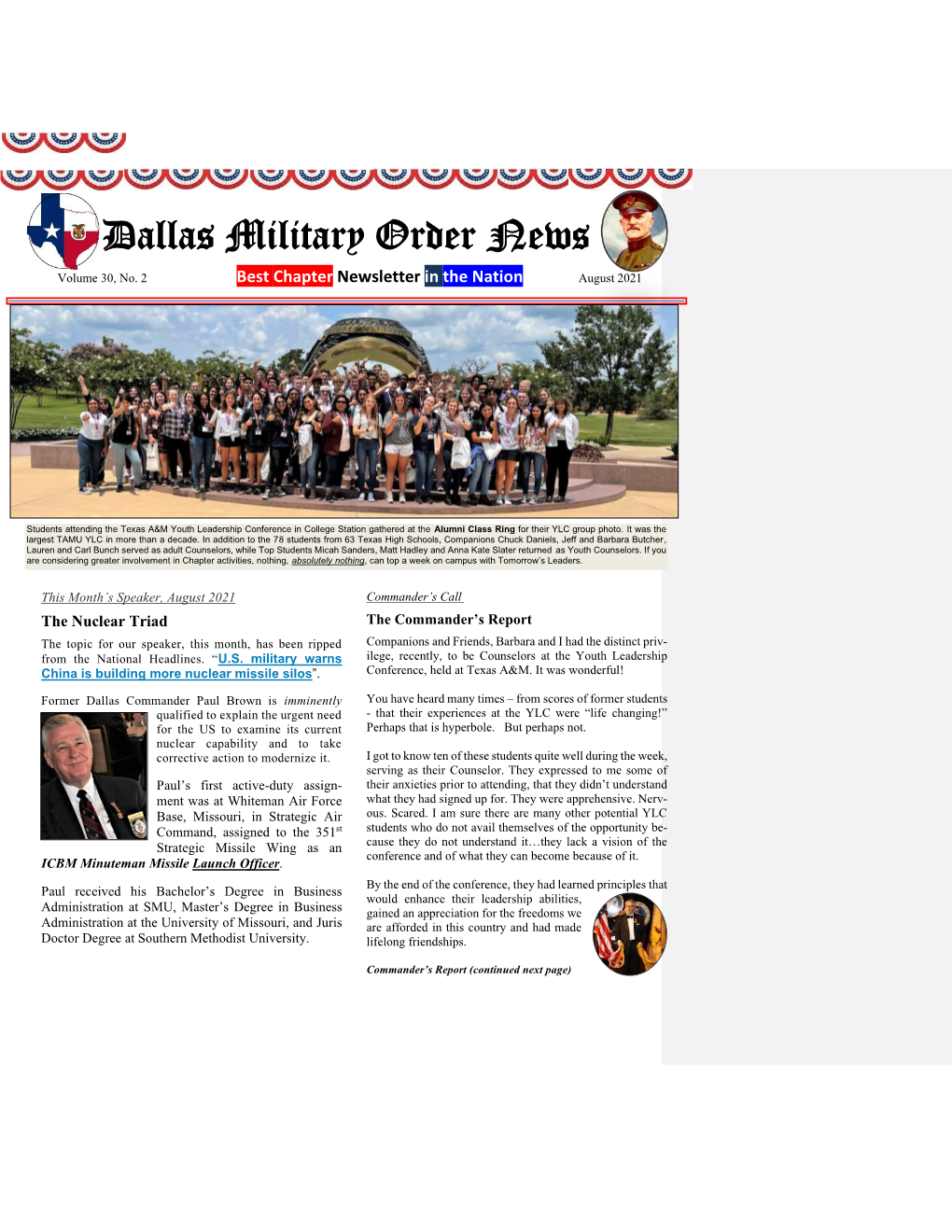 Dallas Military Order News