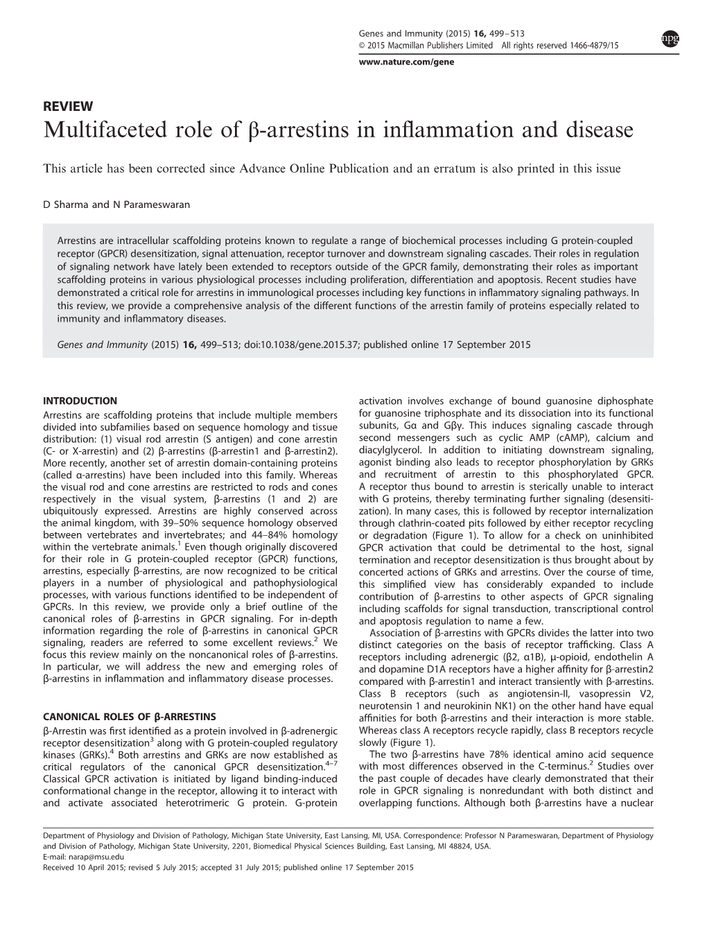 Multifaceted Role of Β-Arrestins in Inflammation and Disease