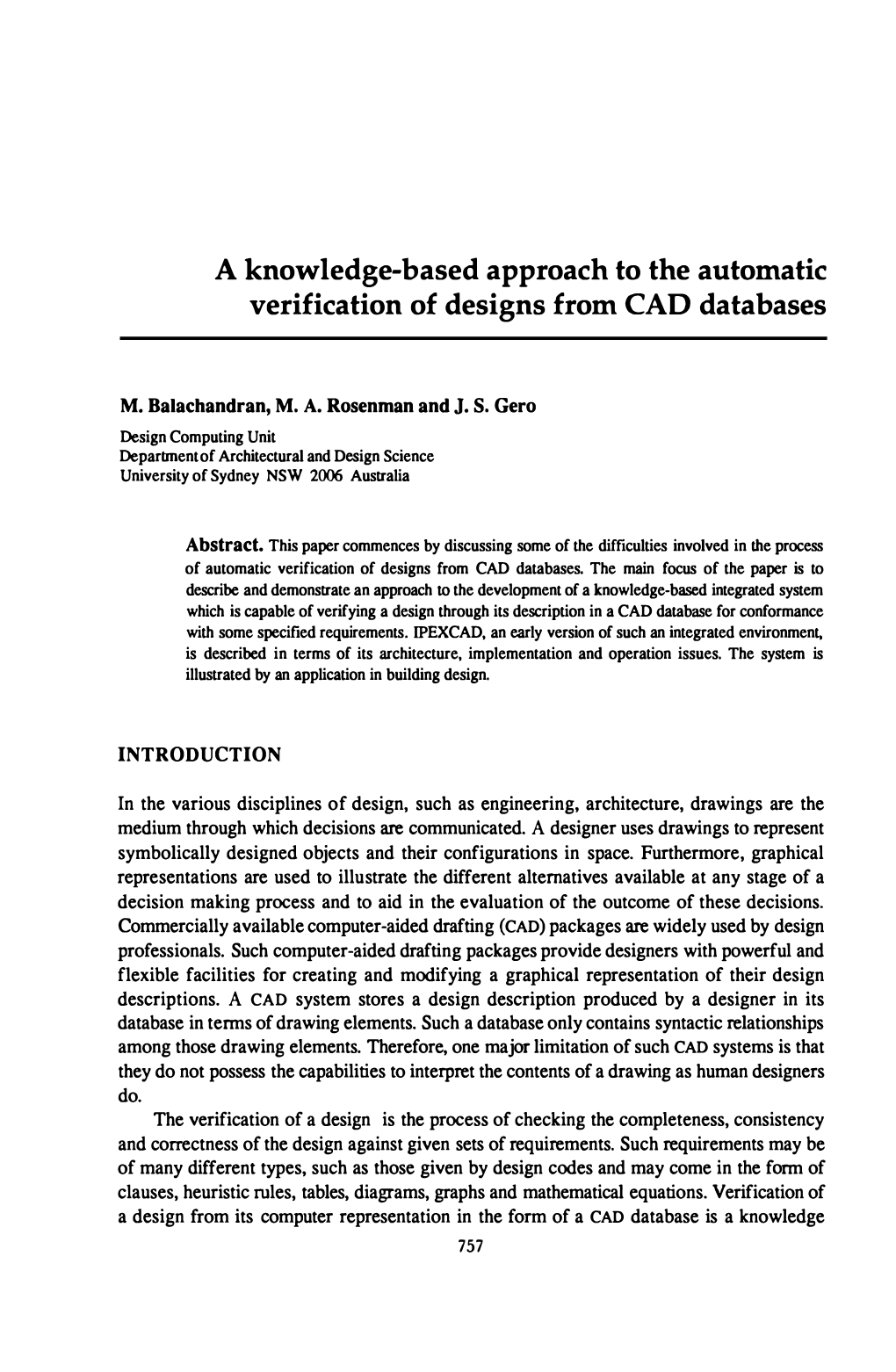 A Knowledge-Based Approach to the Automatic Verification of Designs from CAD Databases