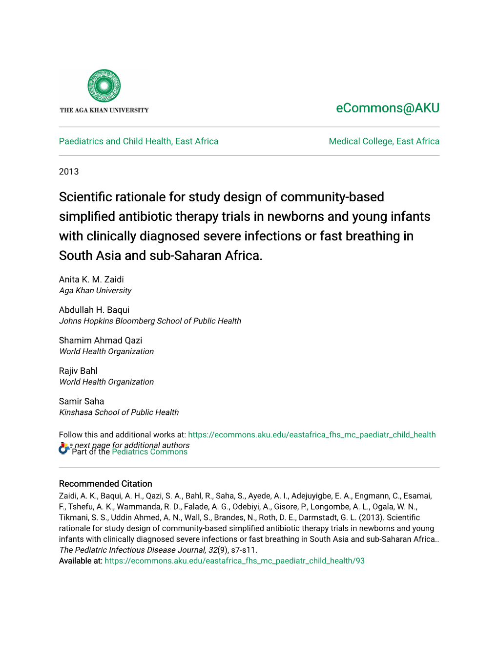 Scientific Rationale for Study Design of Community-Based Simplified Antibiotic Therapy Trials in Newborns and Young Infants With