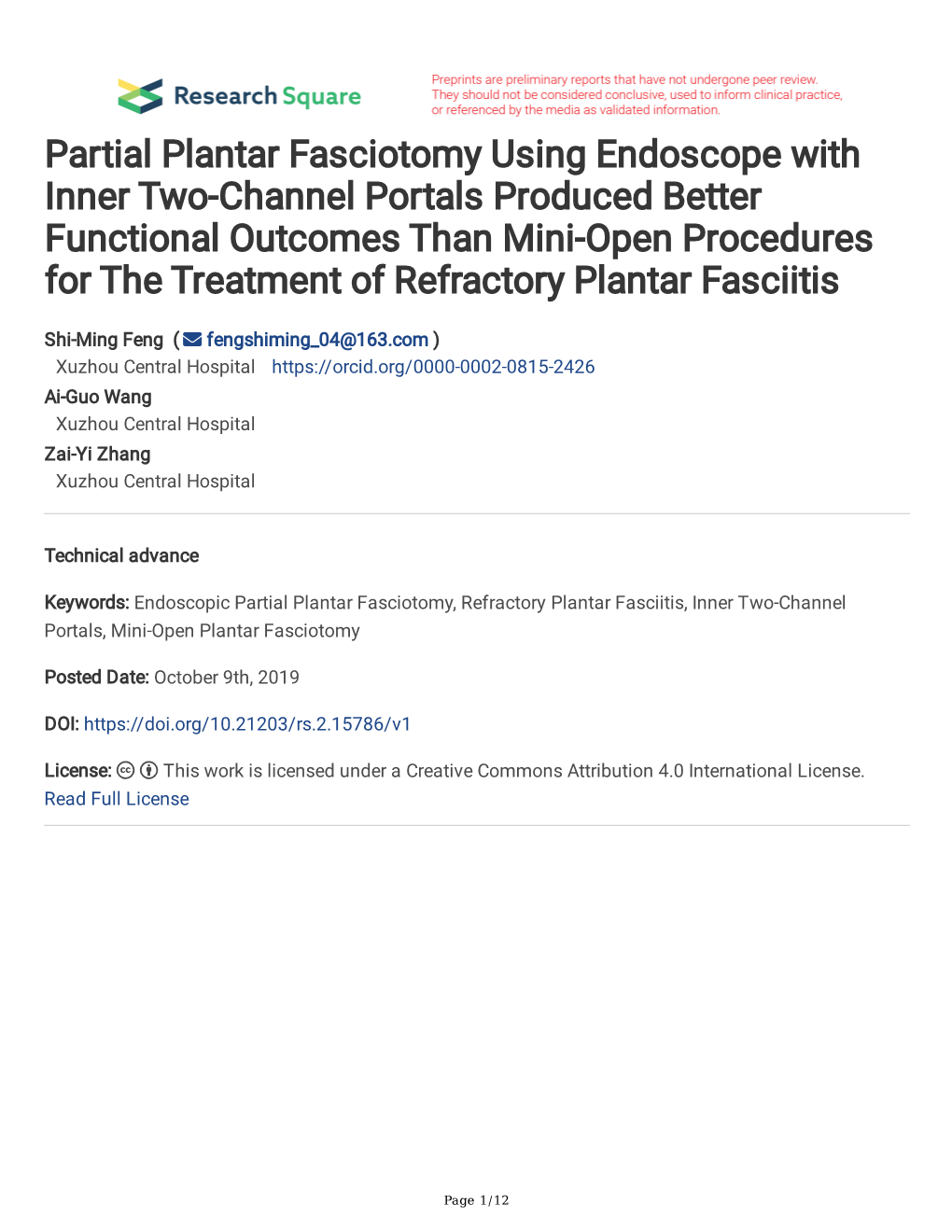 Partial Plantar Fasciotomy Using Endoscope with Inner Two-Channel