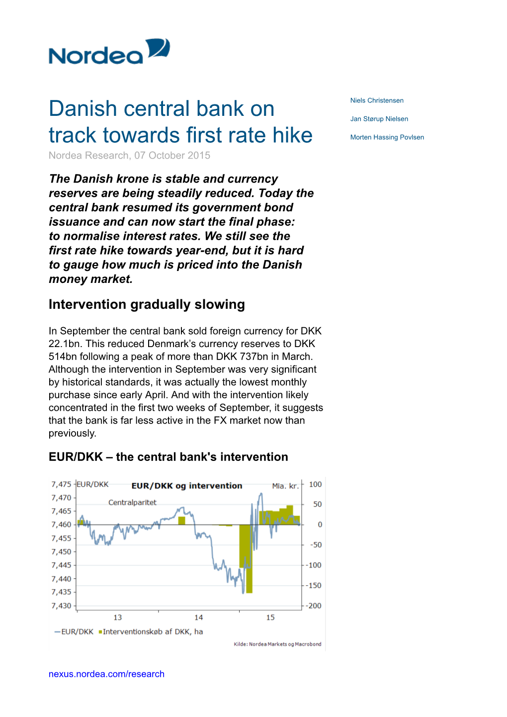 Danish Central Bank on Track Towards First Rate Hike