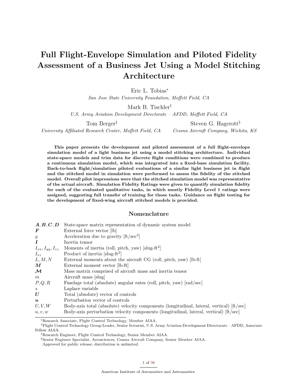 Full Flight-Envelope Simulation and Piloted Fidelity Assessment of a Business Jet Using a Model Stitching Architecture