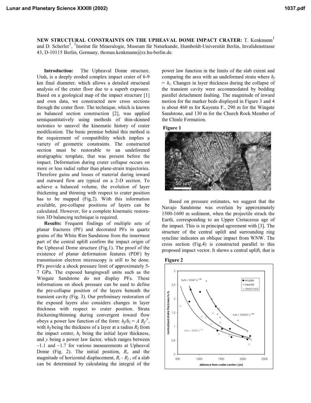 New Structural Constraints on the Upheaval Dome Impact Crater: T