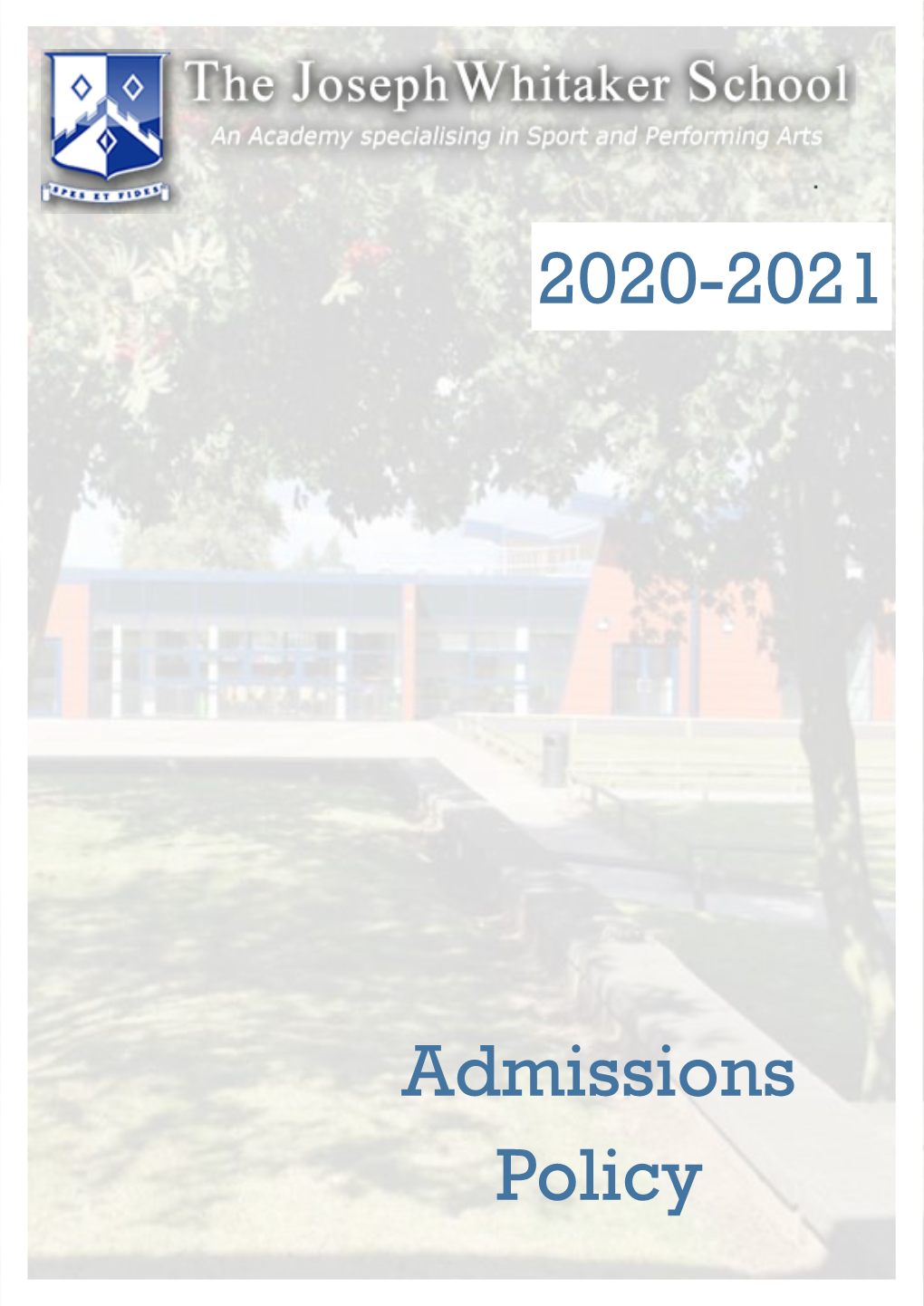 Admissions Policy 2020-2021