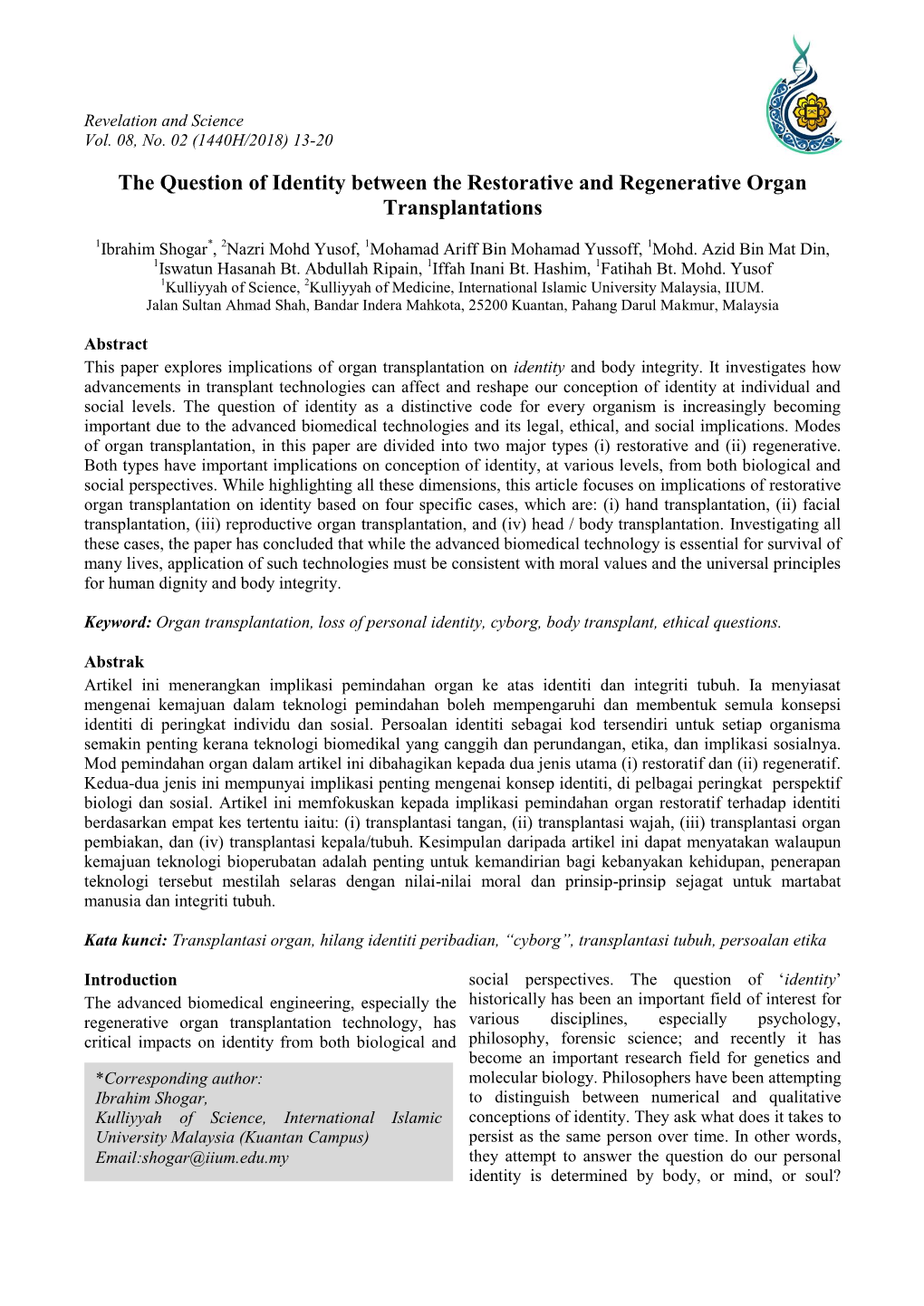 The Question of Identity Between the Restorative and Regenerative Organ Transplantations