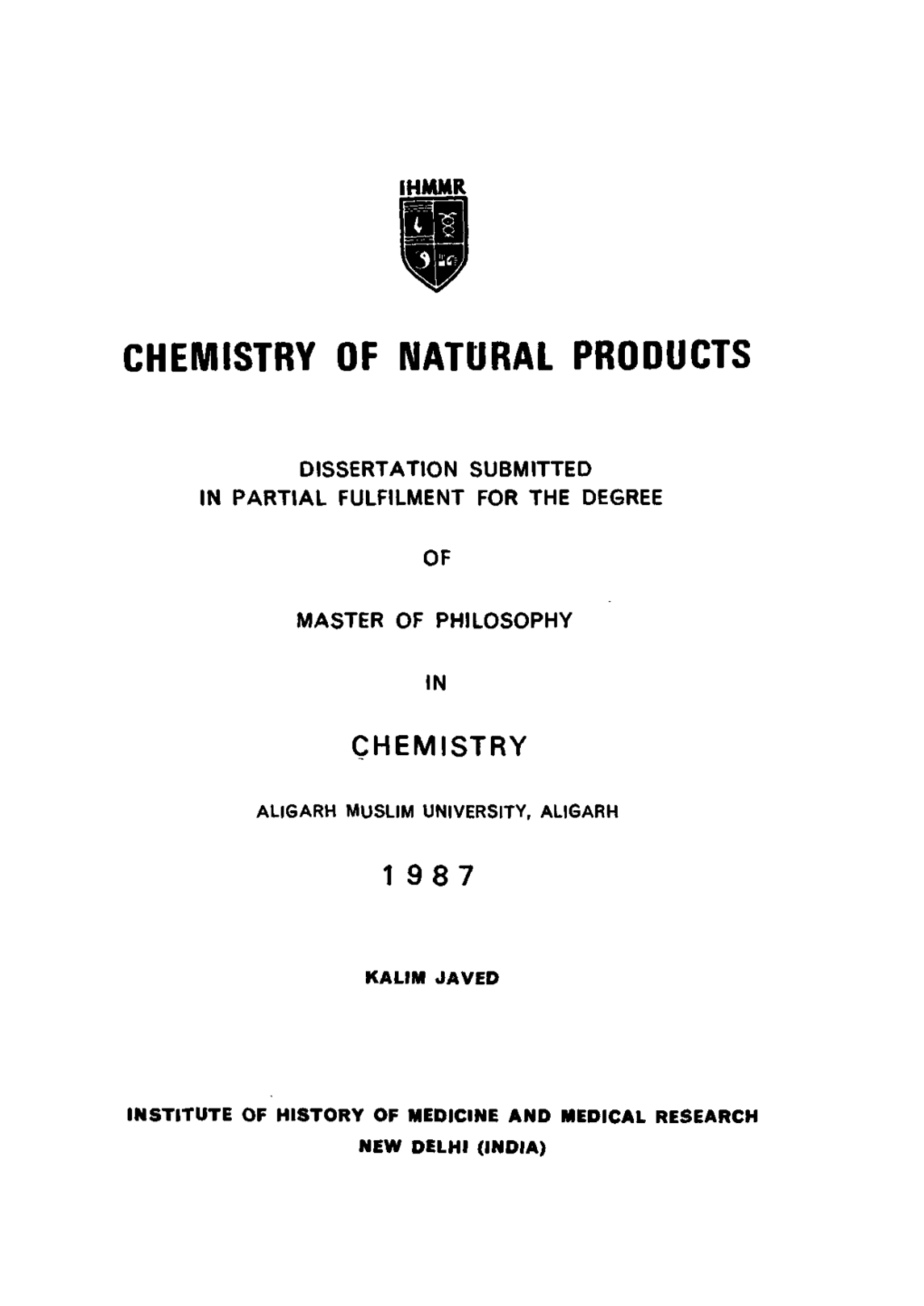 Chemistry of Natural Products