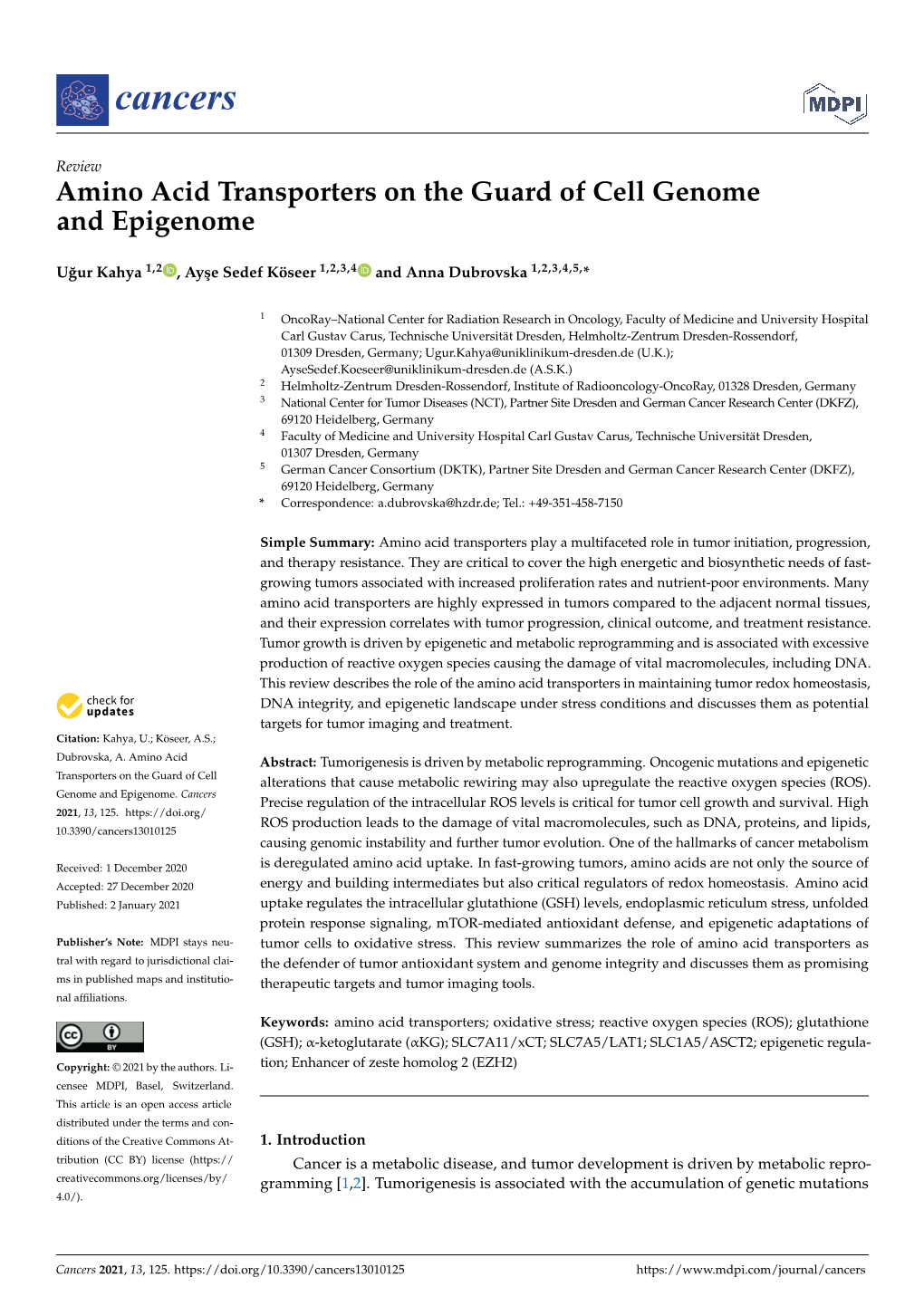 Amino Acid Transporters on the Guard of Cell Genome and Epigenome