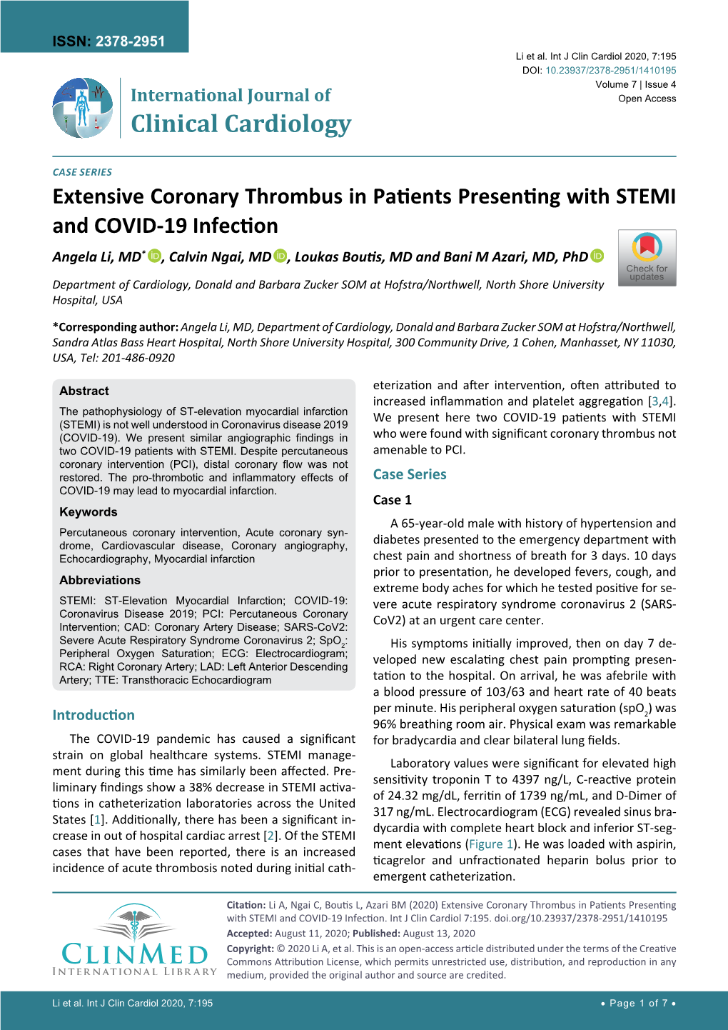 Extensive Coronary Thrombus in Patients Presenting with STEMI And