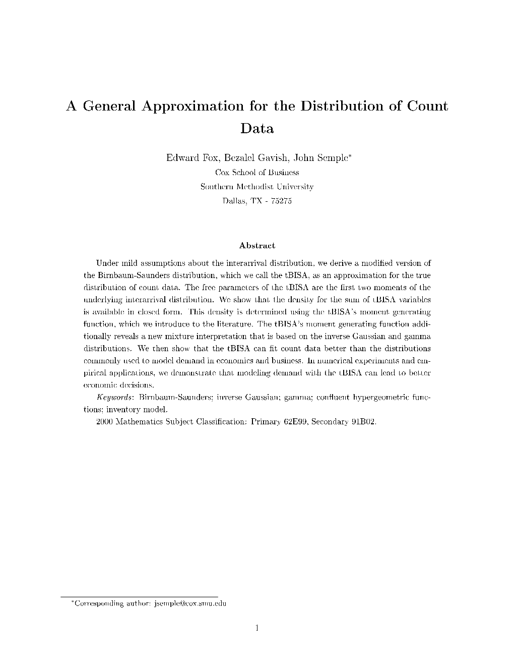 A General Approximation for the Distribution of Count Data