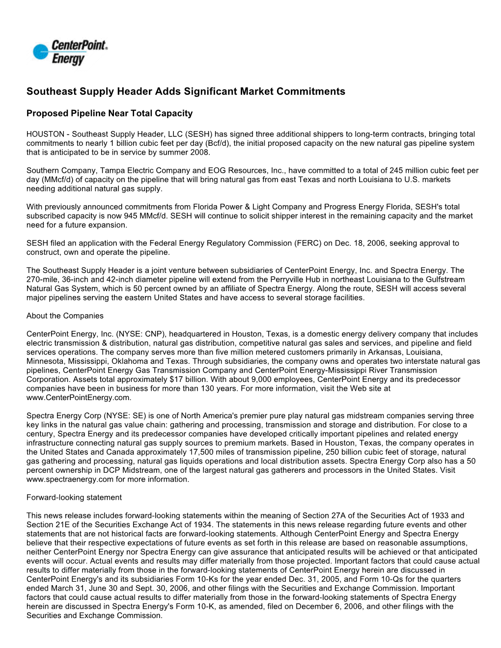 Southeast Supply Header Adds Significant Market Commitments