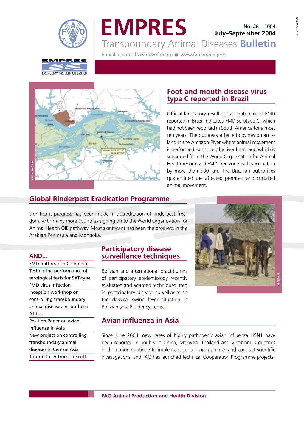 EMPRES Transboundary Animal Diseases Bulletin: Issue No. 26