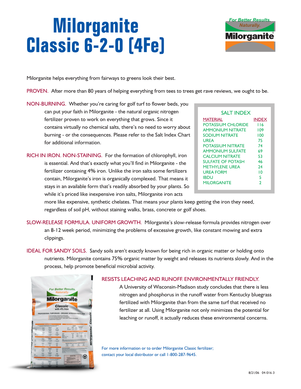 Milorganite Classic 6-2-0 (4Fe)