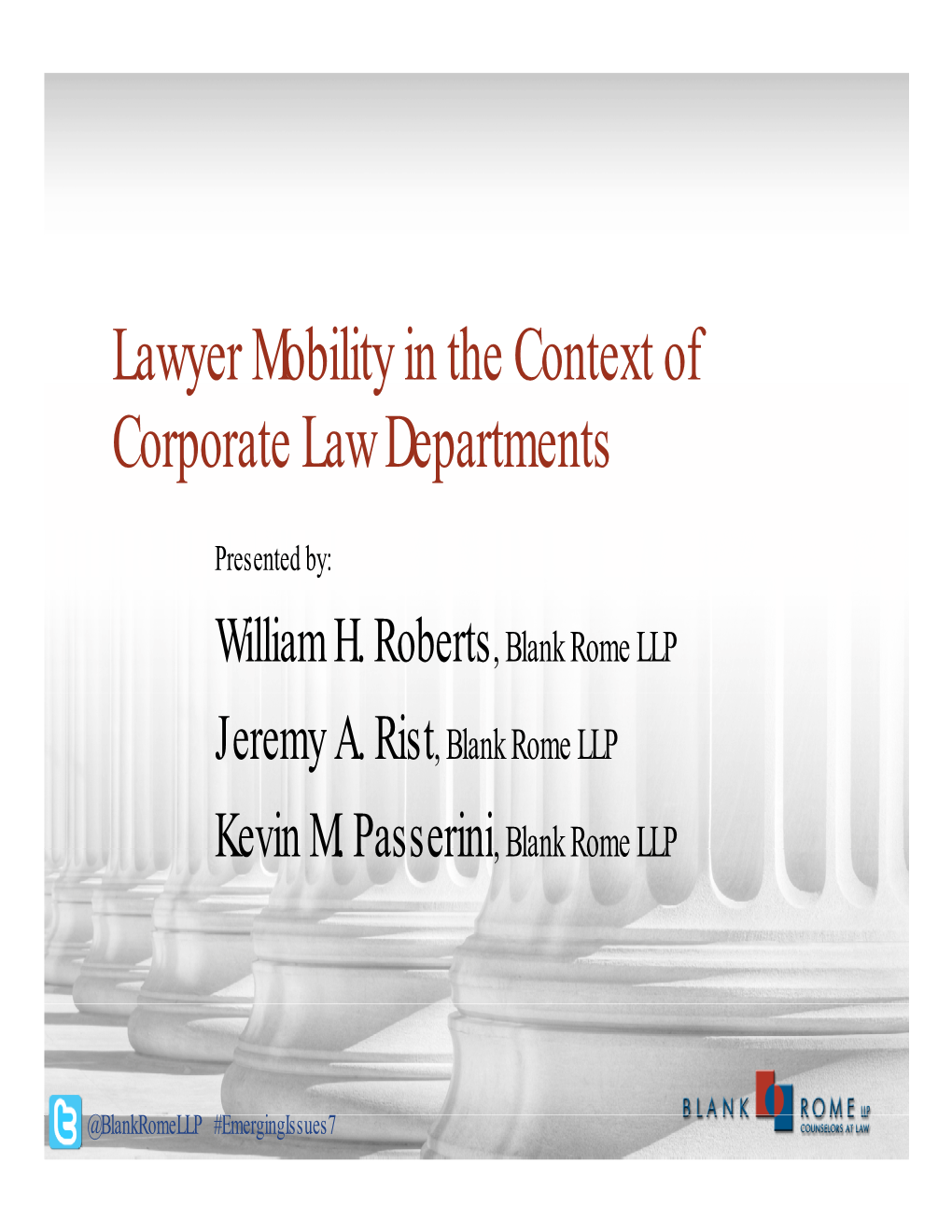 Lawyer Mobility in the Context of Y Y Corporate Law Departments