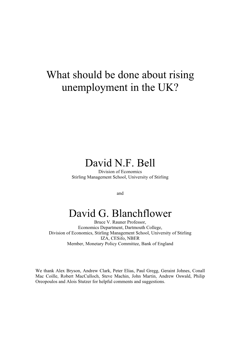 Paper by David Bell and David Blanchflower