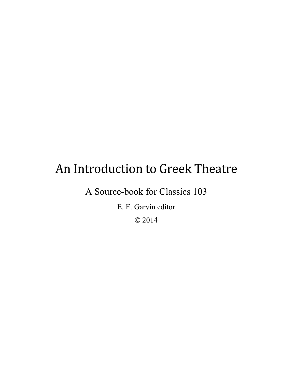 An Introduction to Greek Theatre