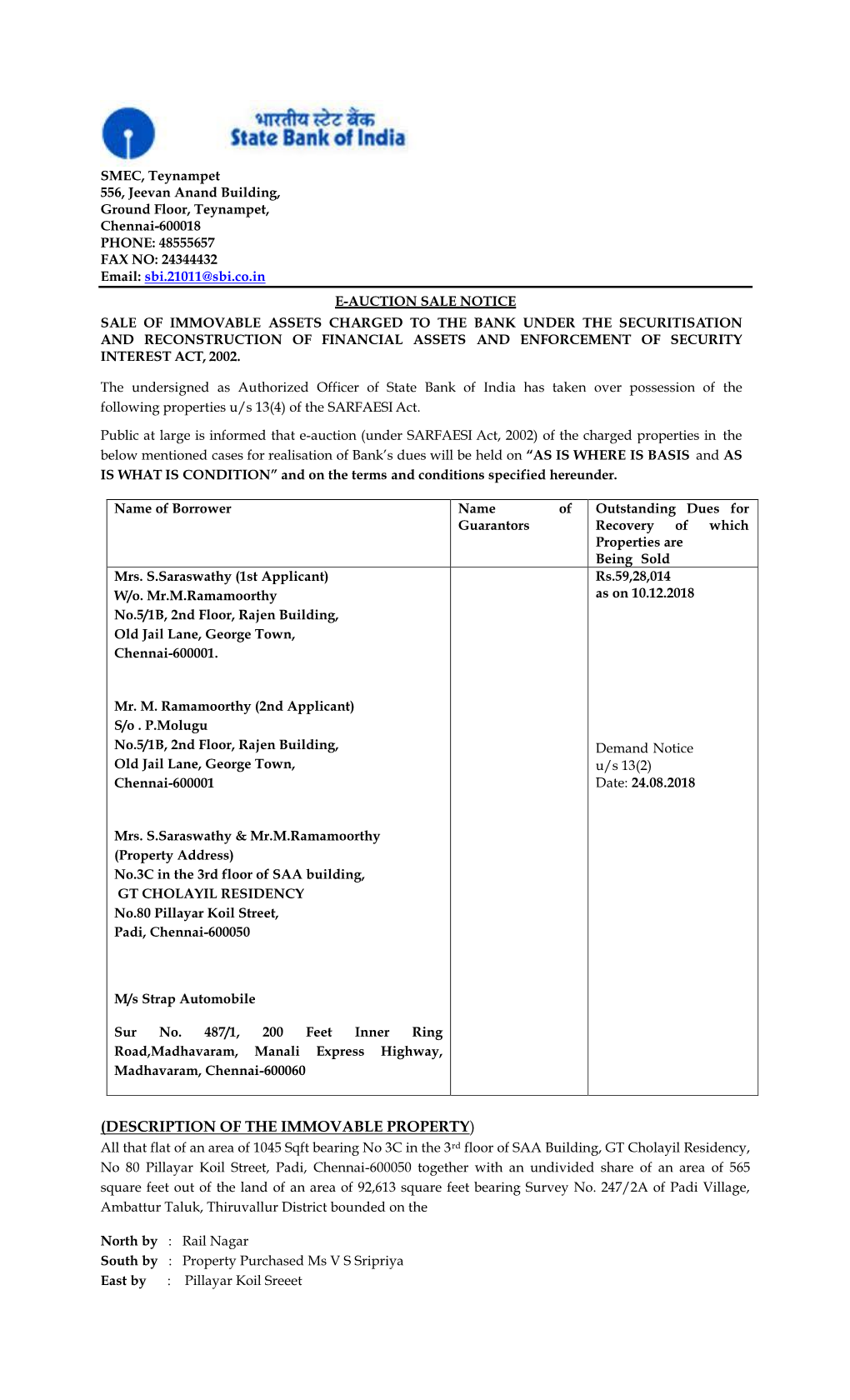 Description of the Immovable Property