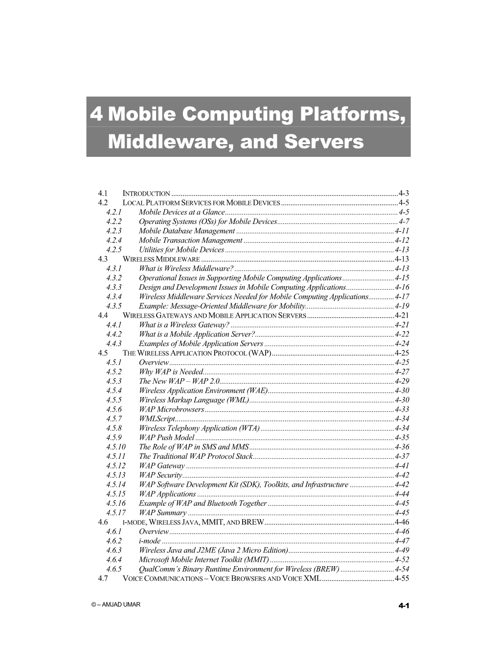 4 Mobile Computing Platforms, Middleware, and Servers