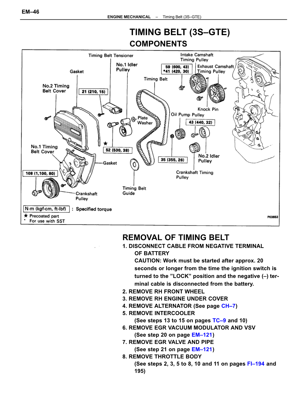 Timing Belt (3S–GTE) TIMING BELT (3S–GTE) COMPONENTS