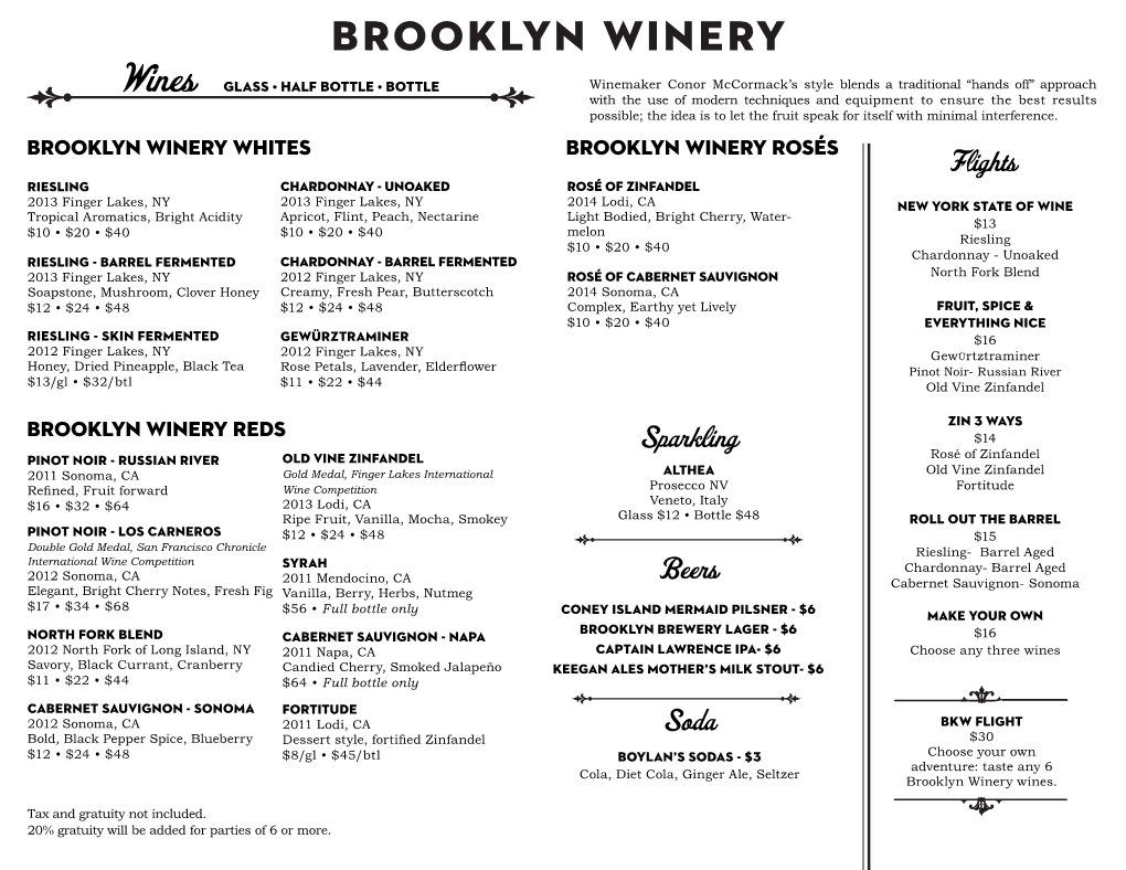 Select Brooklyn Winery Wines Are $7/Glass