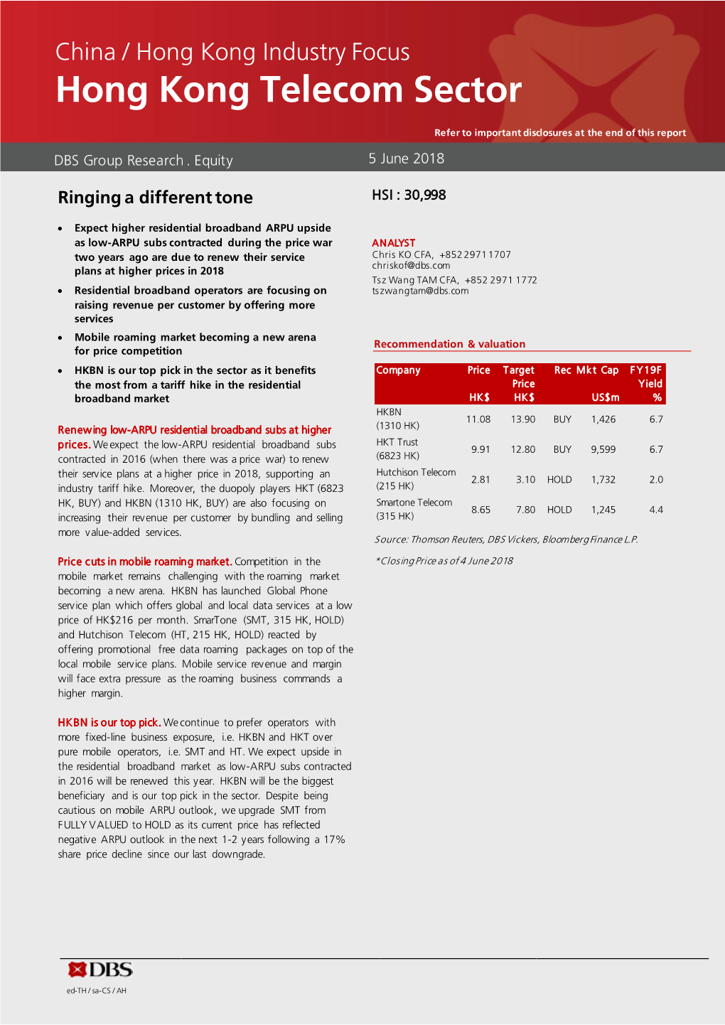 Hong Kong Telecom Sector