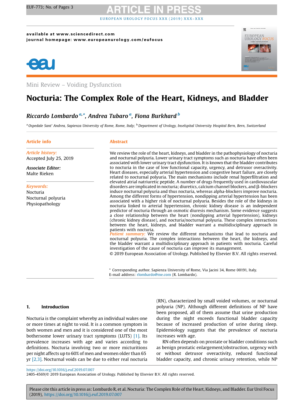 Nocturia: the Complex Role of the Heart, Kidneys, and Bladder
