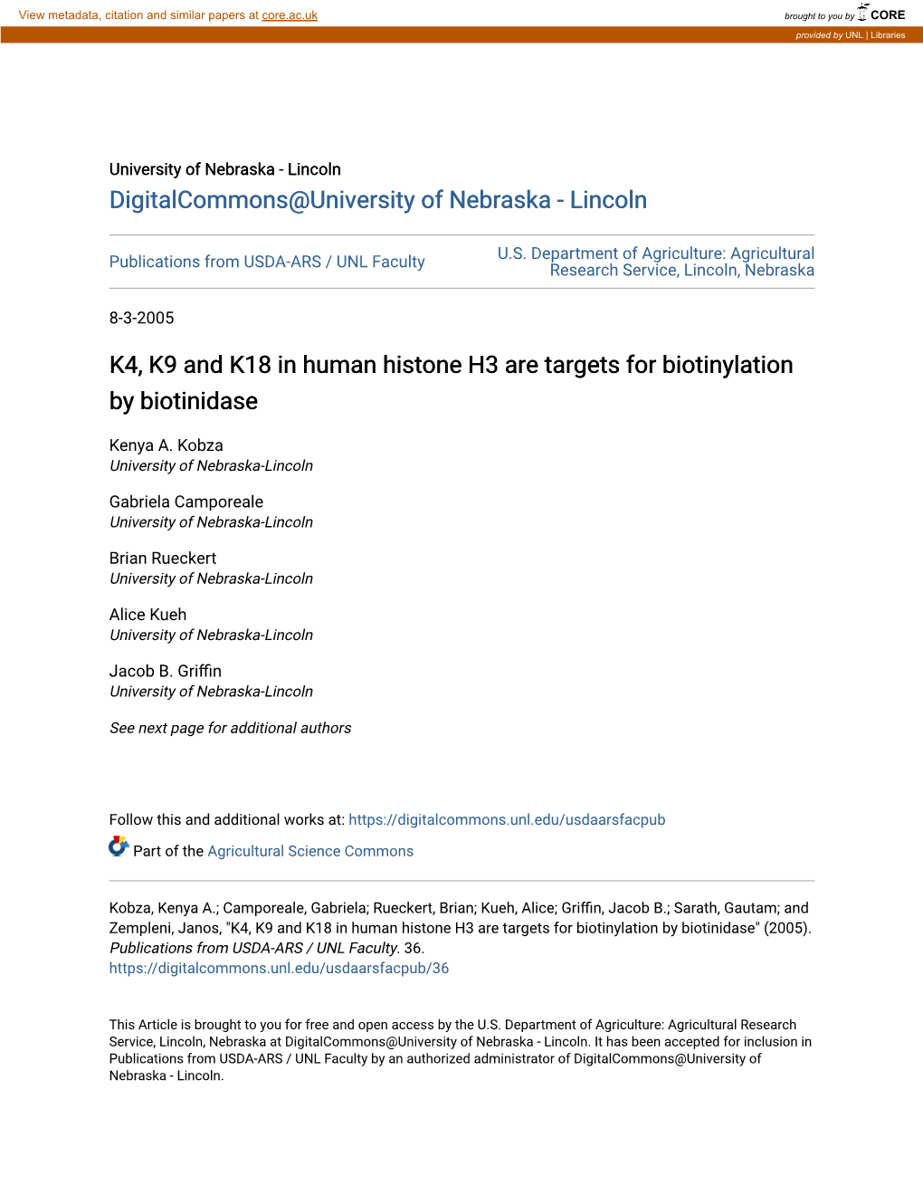 K4, K9 and K18 in Human Histone H3 Are Targets for Biotinylation by Biotinidase