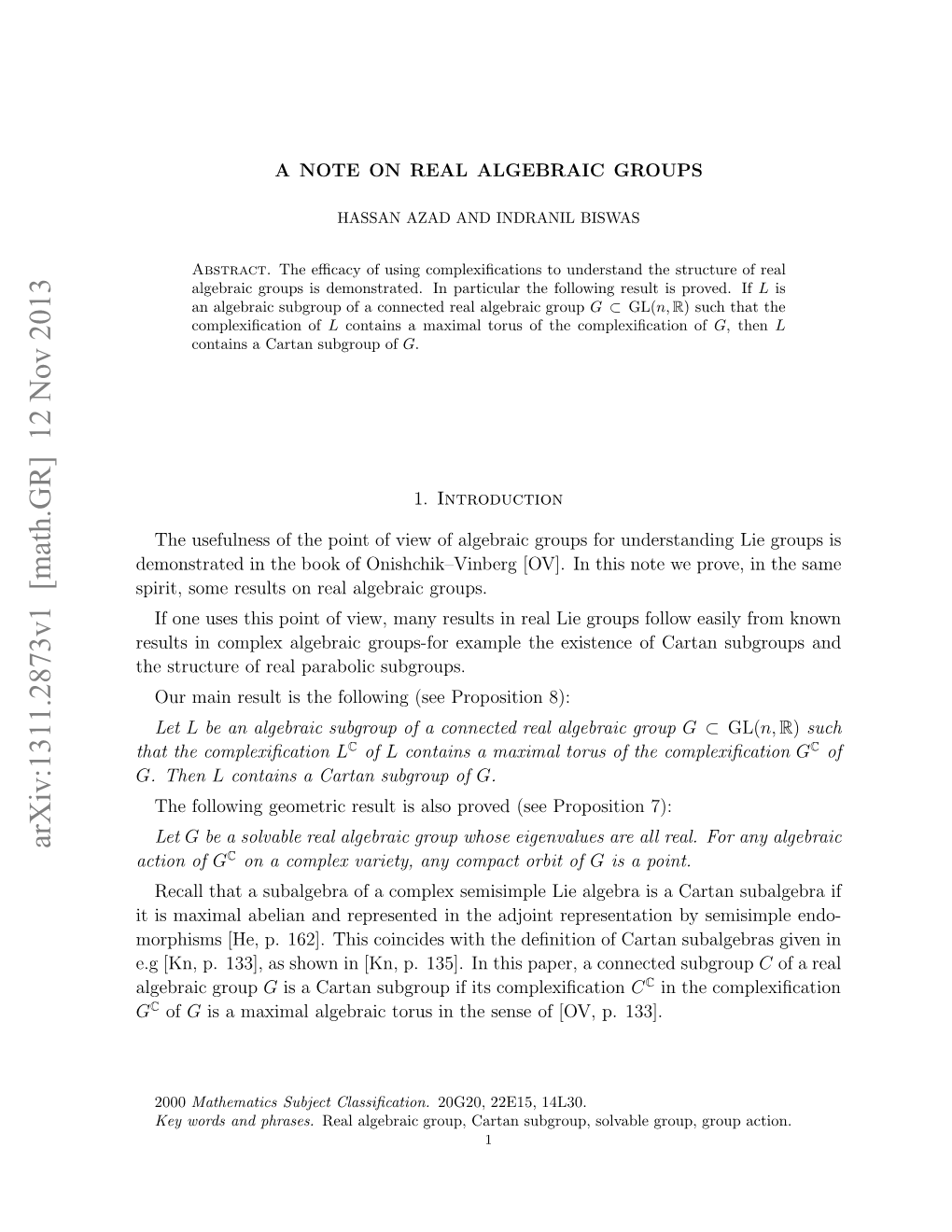 A Note on Real Algebraic Groups