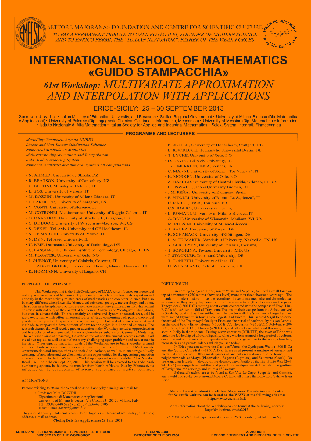 International School of Mathematics «Guido Stampacchia
