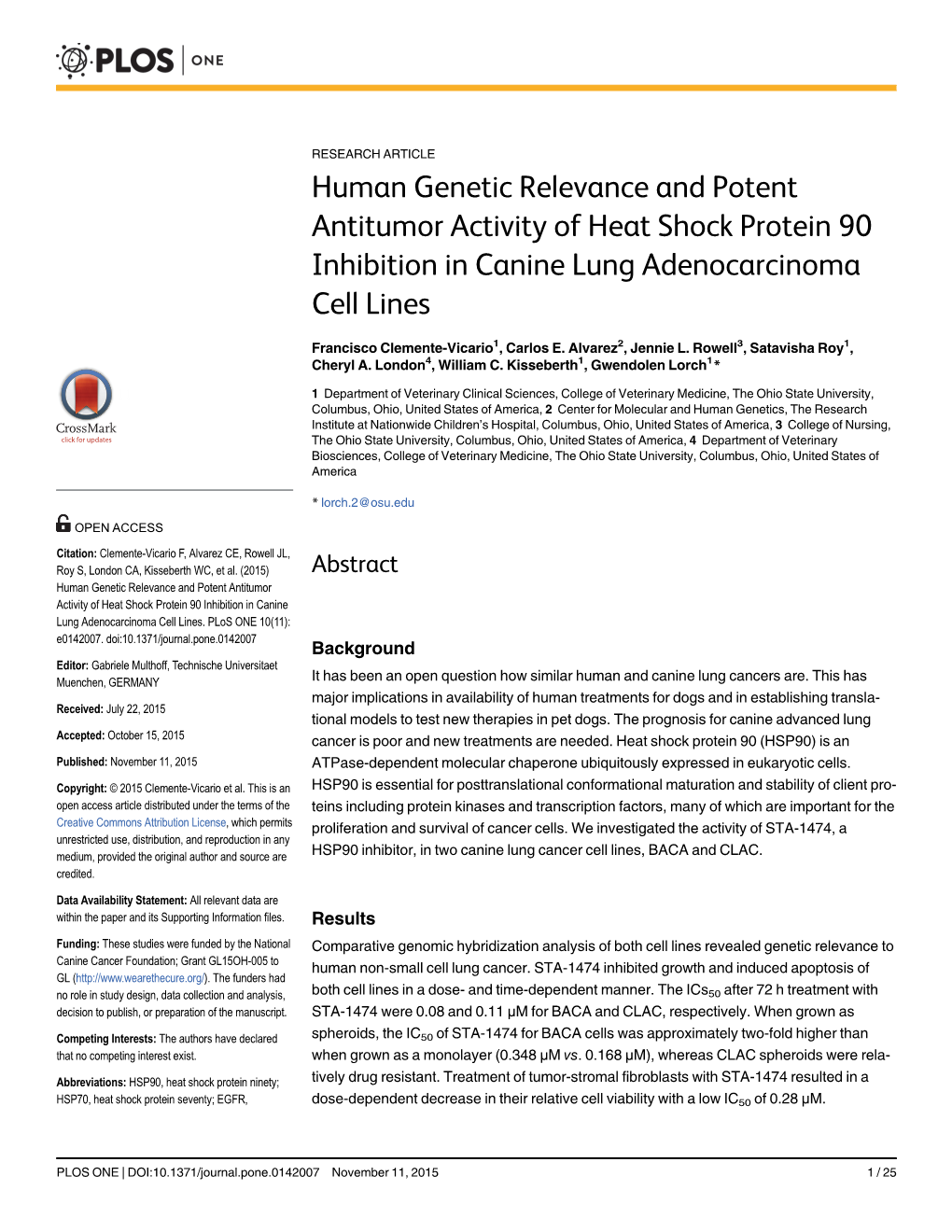 Human Genetic Relevance and Potent Antitumor Activity of Heat Shock Protein 90 Inhibition in Canine Lung Adenocarcinoma Cell Lines