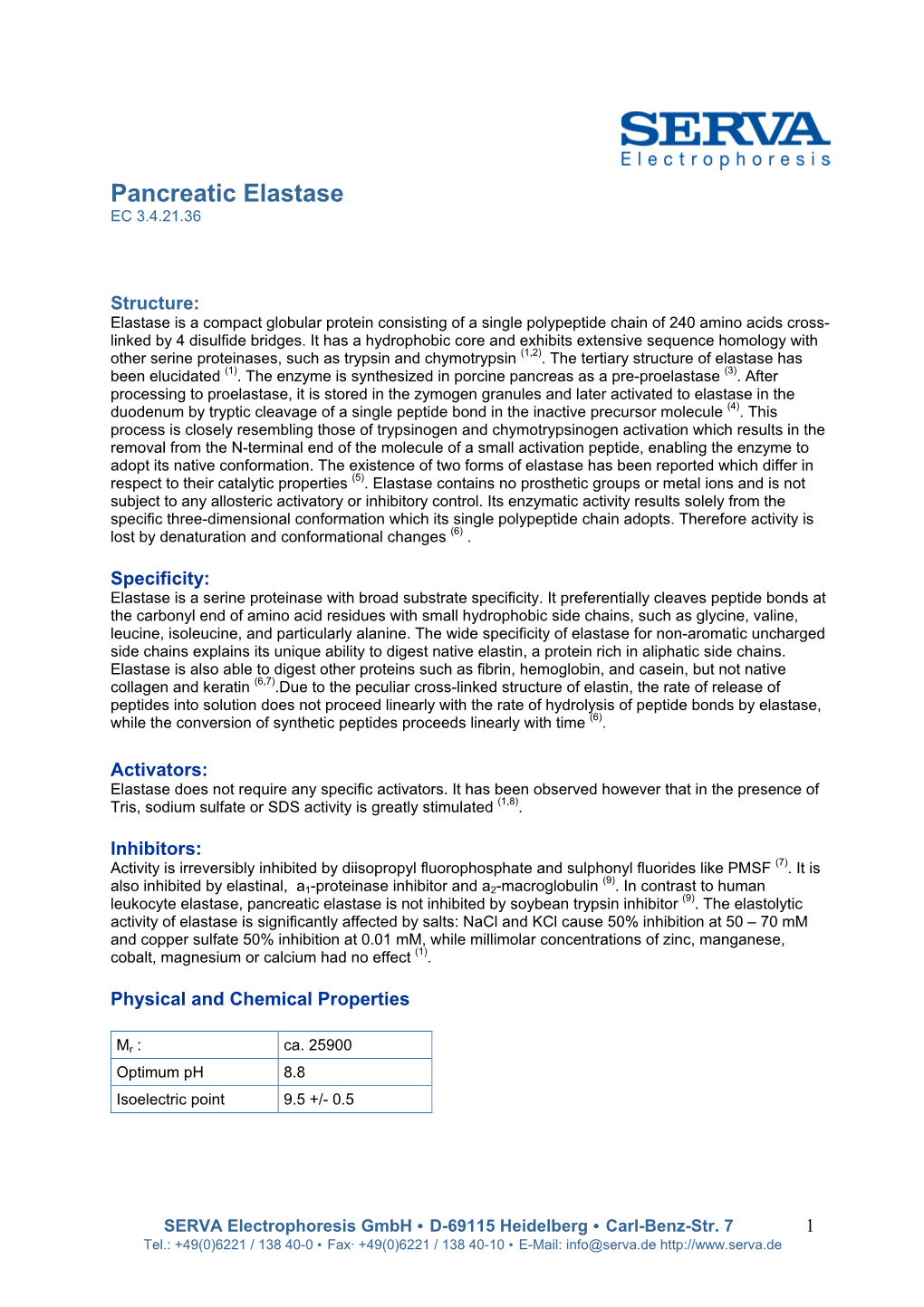 Pancreatic Elastase EC 3.4.21.36