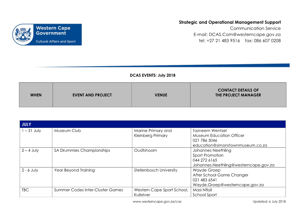 JULY Strategic and Operational Management Support