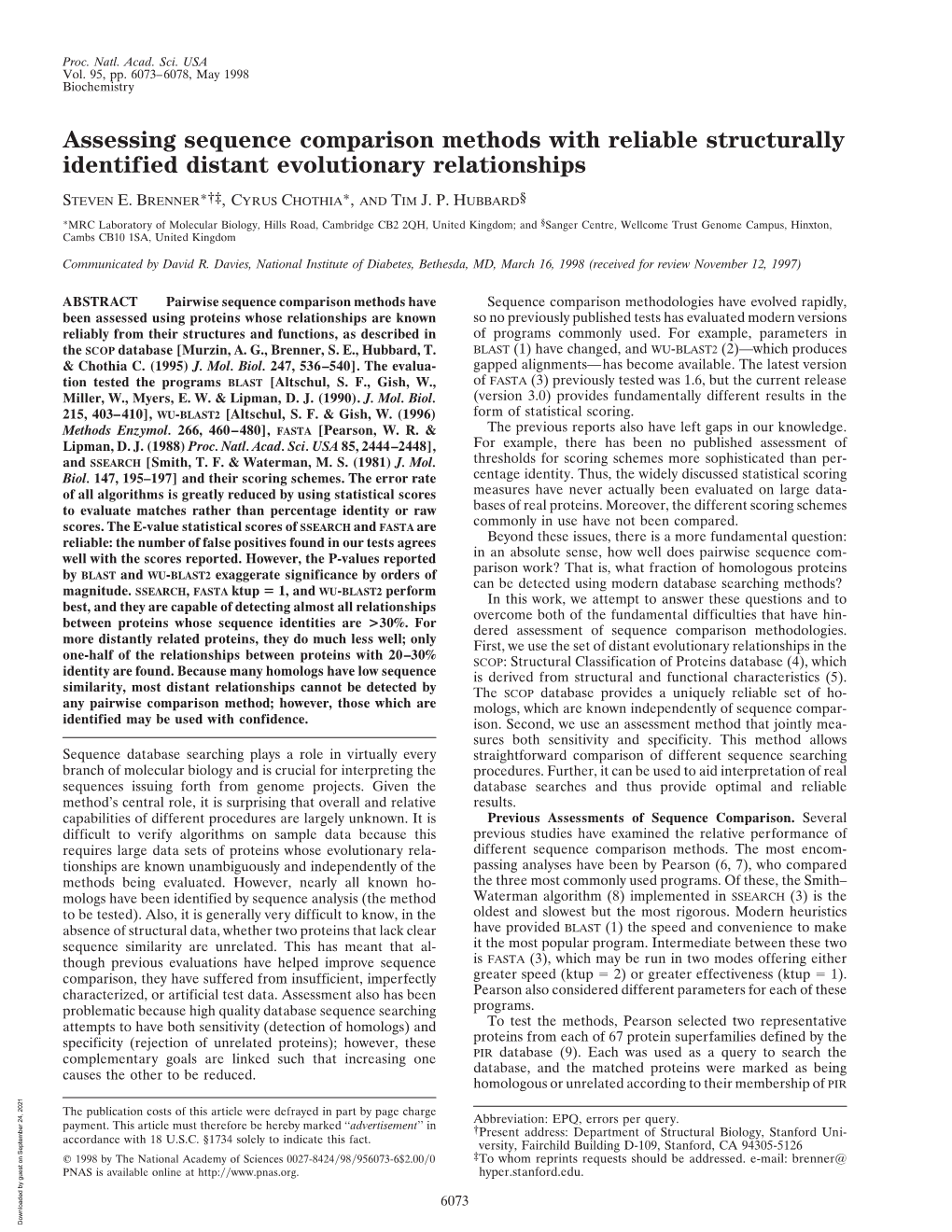 Assessing Sequence Comparison Methods with Reliable Structurally Identified Distant Evolutionary Relationships