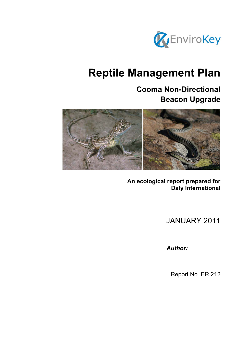 Reptile Management Plan Cooma Non-Directional Beacon Upgrade