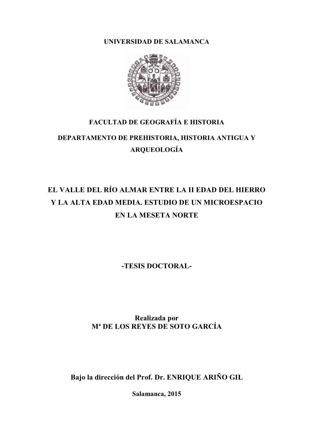 El Valle Del Río Almar Entre La Ii Edad Del Hierro Y La Alta Edad Media